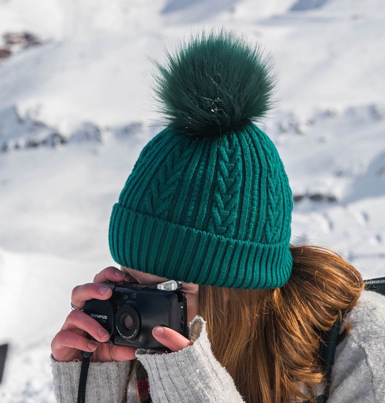 emerald green bobble hat