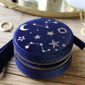 Starry night velvet jewellery case - navy