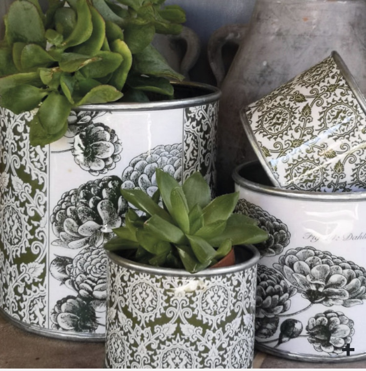 Delft blue tin planter  medium  Pop and Flo