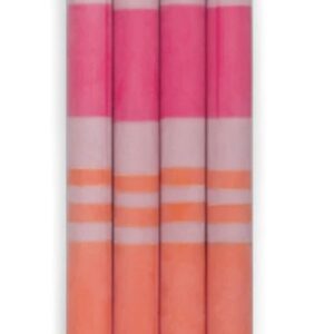 Orange flame, Rose & Pink striped candles (box 4)