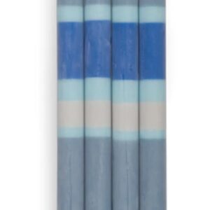 Royal blue, Pompadour blue & Powder blue striped candles (box 4)