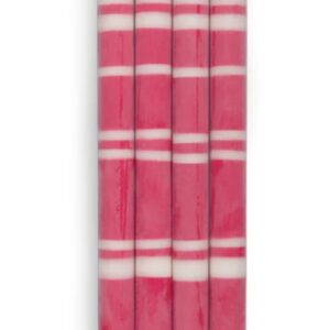 Oriental red / pink 2 striped dinner candles (box 4)