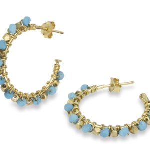 Beaded wrap hoops - turquoise