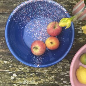 Blue splash enamel salad bowl