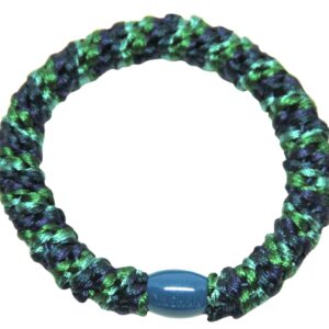 Woven hair bobble - forest green & navy stripe
