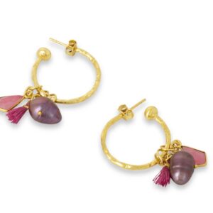 Hoop & charm set - pink jade