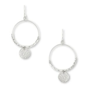 Boho coin hoop earring - silver
