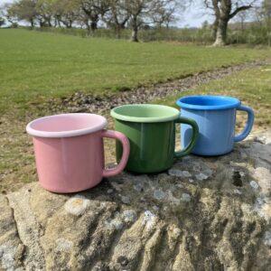 Blue enamel mug