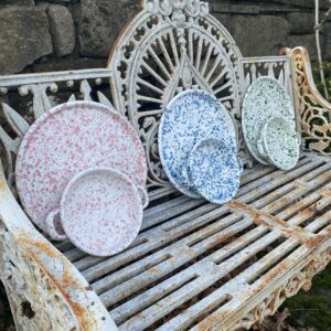 Two handled enamel pan - blue splash