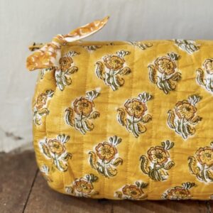 Hand block print wash bag - marigold