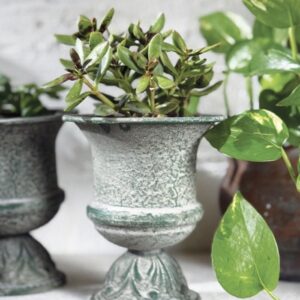 Green vintage style urn