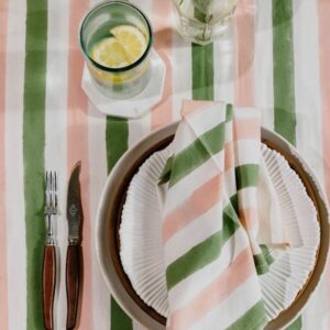 Pink & Sage striped napkins