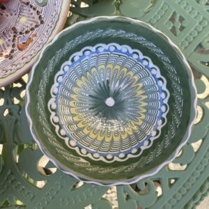 Romanian pottery - green wave bowl