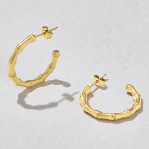 Gold bamboo hoops