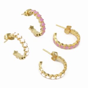 Enamel star hoops - blush pink