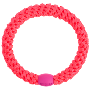 Woven hair bobble - neon pink