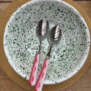 Green splash enamel salad bowl
