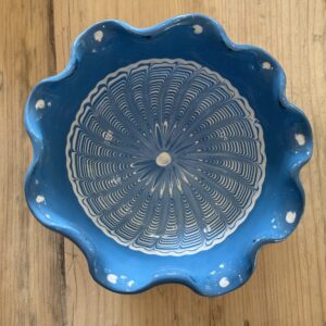 Romanian pottery - fluted bowl - blue