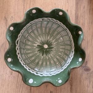 Romanian pottery - fluted bowl - green