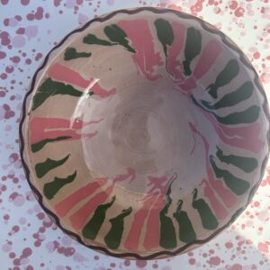 Romanian pottery - marble bowl - pink / green