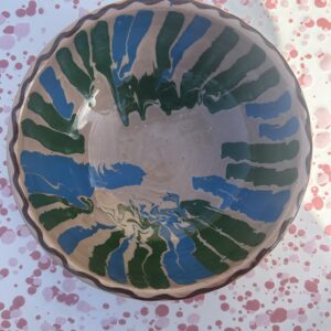 Romanian pottery - marble bowl - blue/green