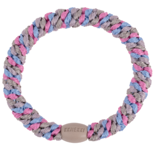 Woven hair bobble - Sky blue & pink glitter mix