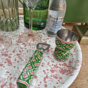 Hand painted barware set - green