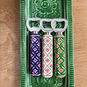 Hand painted bottle opener - pink & cream